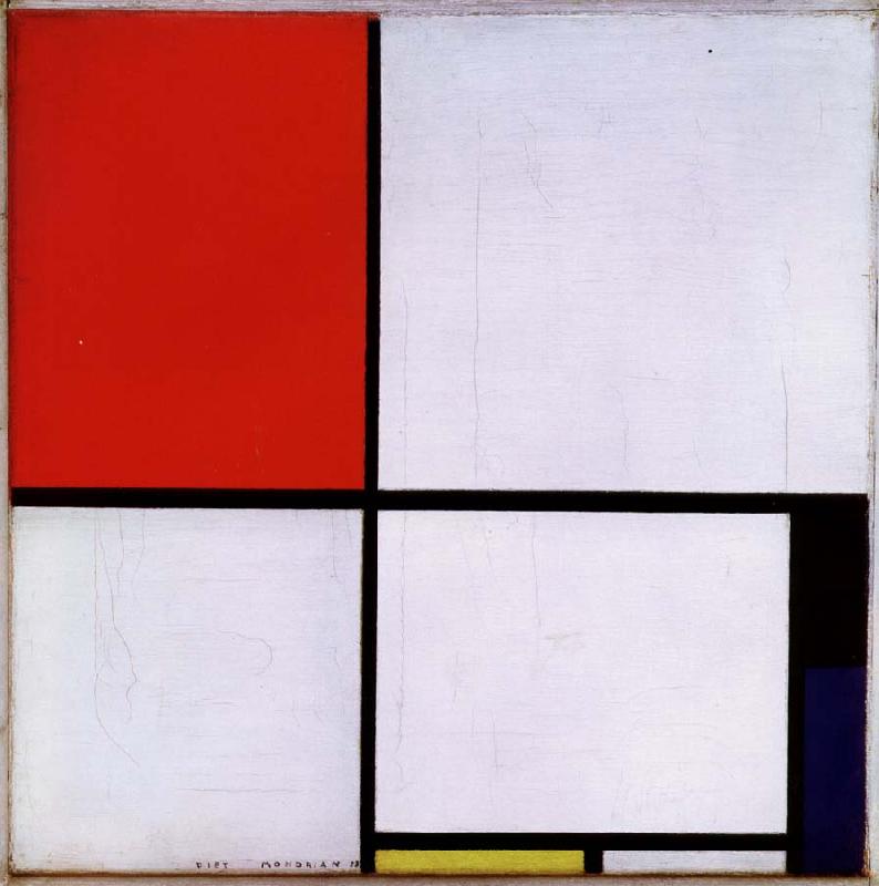 Piet Mondrian komposition i rott, svart,biatt och gult,1928